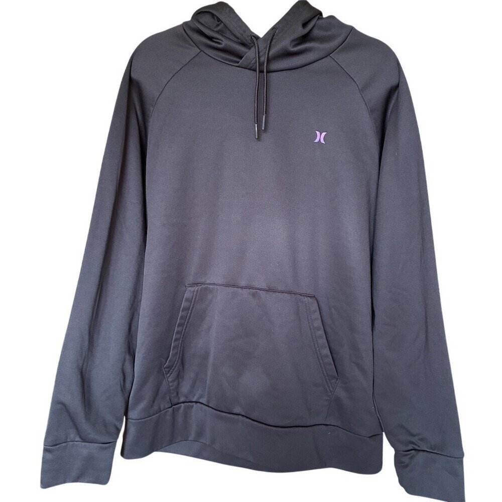 Hurley Hoodie Mens Size L Black Pullover Drawstring Hood Kangaroo Pocket